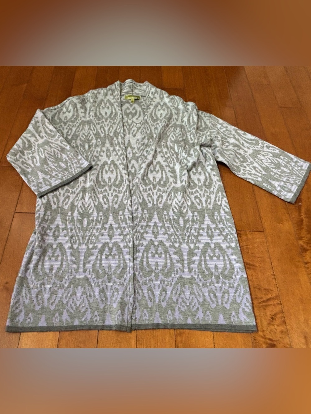 Sigrid Olsen Signature Open Front Cardigan Women’s Small Cotton Silk Patterned